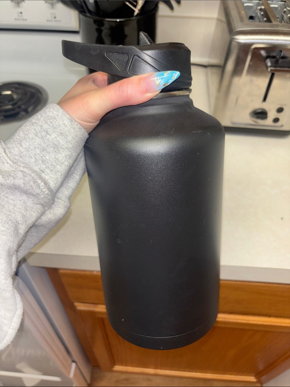 Matte Black Insulated Water Bottle - Wide Mouth